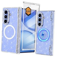 Meshine for Galaxy Case Magnetic, Compatible with Z Fold 7 Glitter Clear