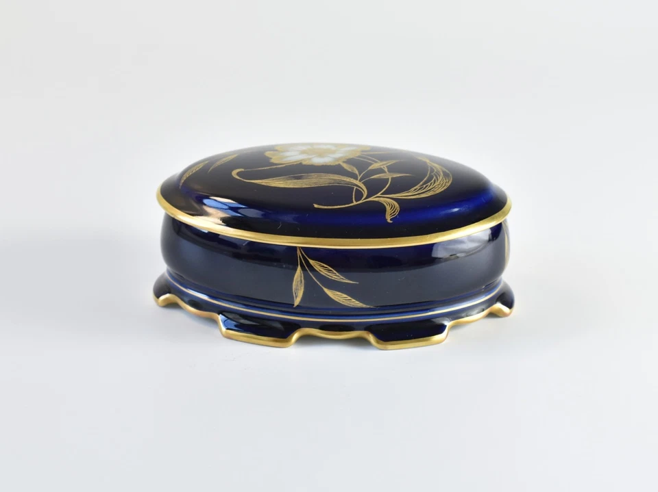 Rosenthal Deckeldose Kobaltblau Gold Blumendekor Selb Germany - Bild 4 von 4