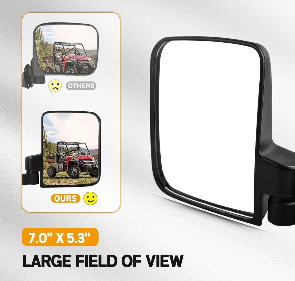 Side View Mirrors Compatible with 2013-2023 Polaris Ranger 500 570 900 - Fits Pr - Image 3 of 4