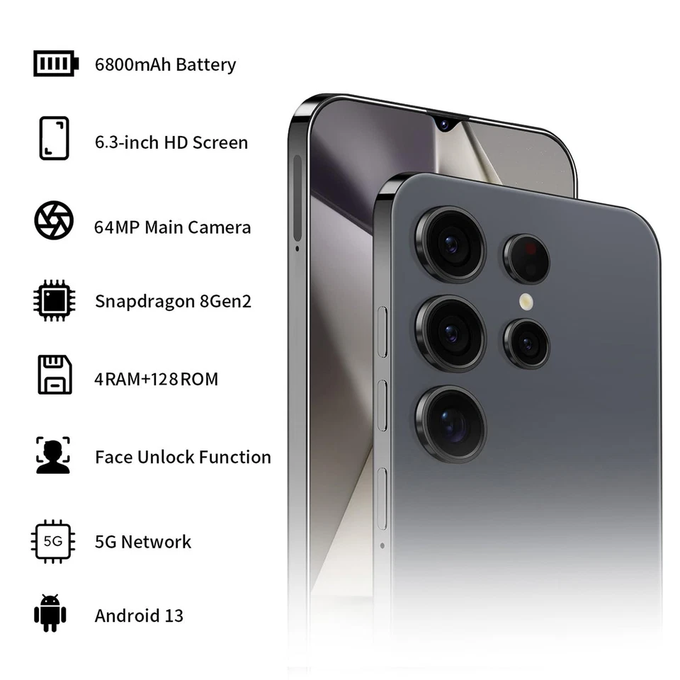 Smartphone 6.3" S24 5G Desbloqueado Android Celulares 6800mAh Batería 4+128G ROM Foto 3 de 4