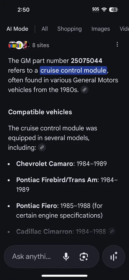 New OEM GM 25075044 Cruise Control Module Fits 1984-89 Firebird Camaro Trans AM - Image 2 of 4