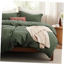 Duvet Cover Queen Queen With Fitted Sheet 03 - Olive Green No Comforter 