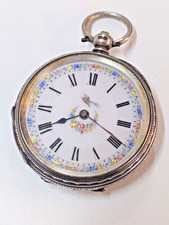ANTICO OROLOGIO DA TASCA DONNA ARGENTO HM 1885 CARICA CHIAVE PER RIPARAZIONE O RICAMBI