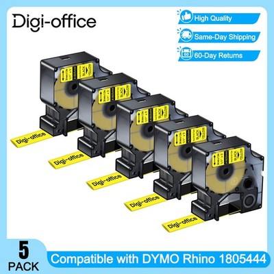 5PK 1805444 IND Heat-Shrink Tube 24mm BlackYellow for DYMO Rhino 6000 5000