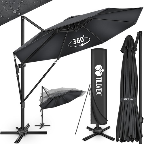Parasol tillvex® 330 cm parasol parasol parasol de jardin parasol de marché balcon en aluminium NEUF - Photo 28/63