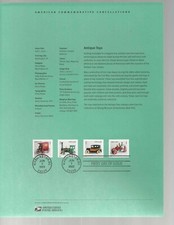 USPS Souvenir Page (20)02-11, Scott 3626-2629, ntique Toys from booklet