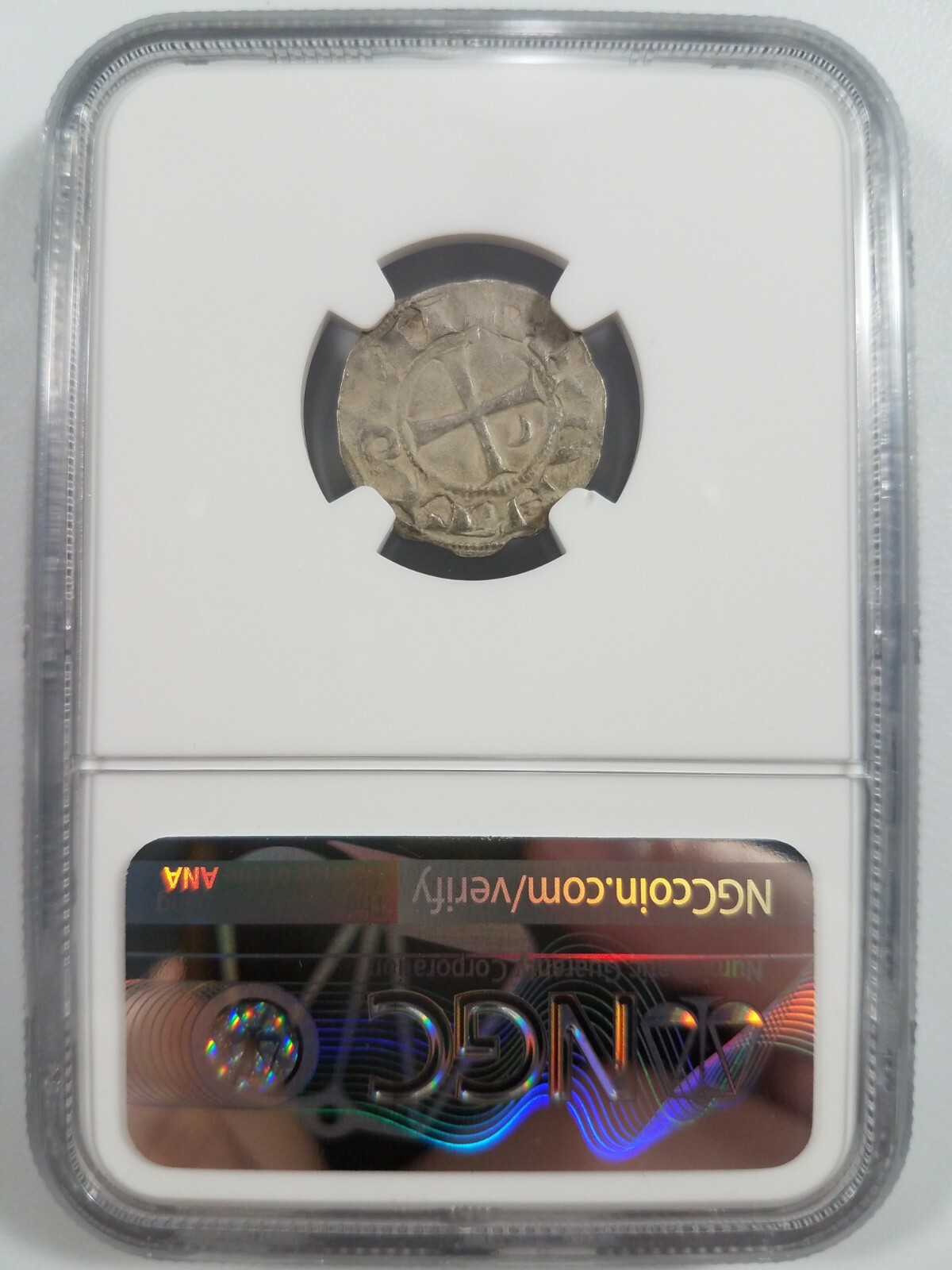 Antioch Bohemond III NGC AU 53 Silver Denier Knights Templar Crusader Holy Cross