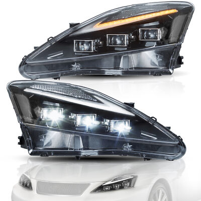 VLAND LED DRL Headlights Projector For 2006-2013 Lexus IS250 IS350 ISF w/Startup