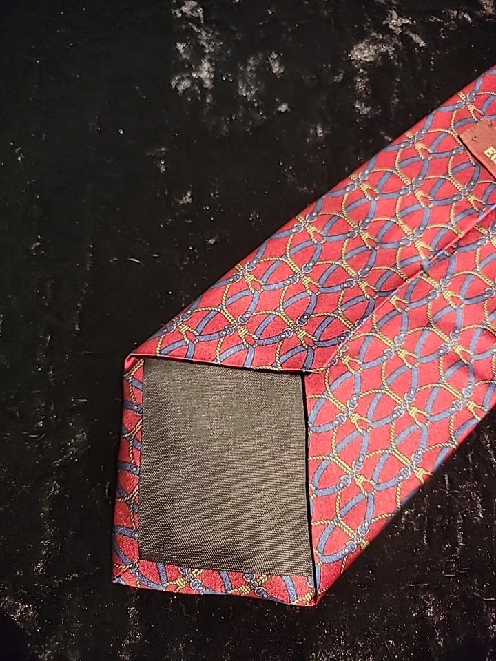 Traje Profesional Vintage Etienne Aigner Para Hombre Corbata Rojo Azul Cadena Foto 4 de 4