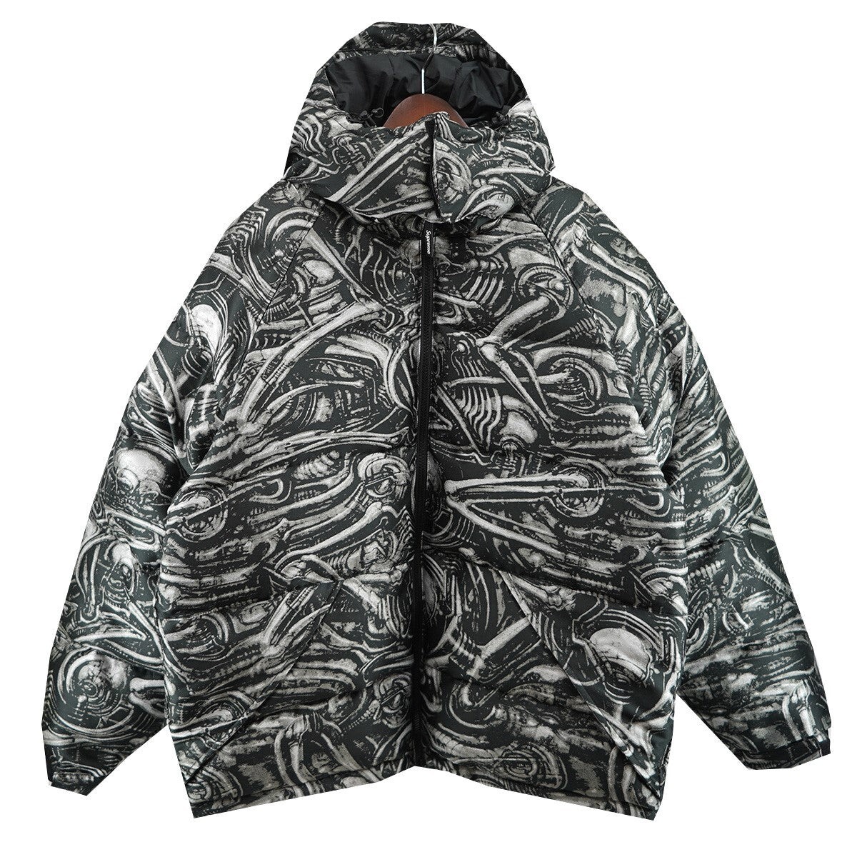 Supreme H.R. Giger Jacquard Down Puffer Jacket Size L Black AW23  