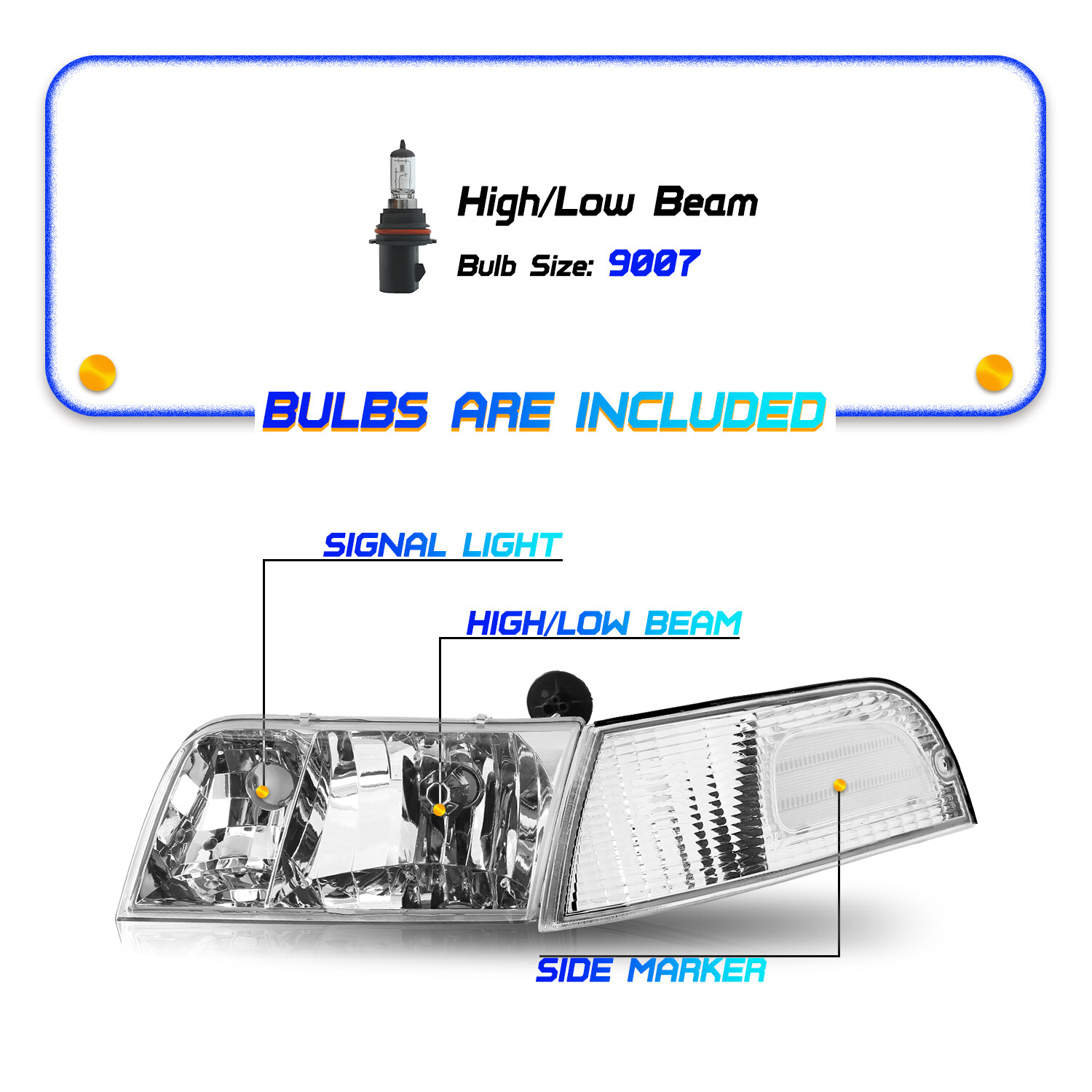 For 19982011 Ford Crown Victoria Chrome Housing Headlights+Corner