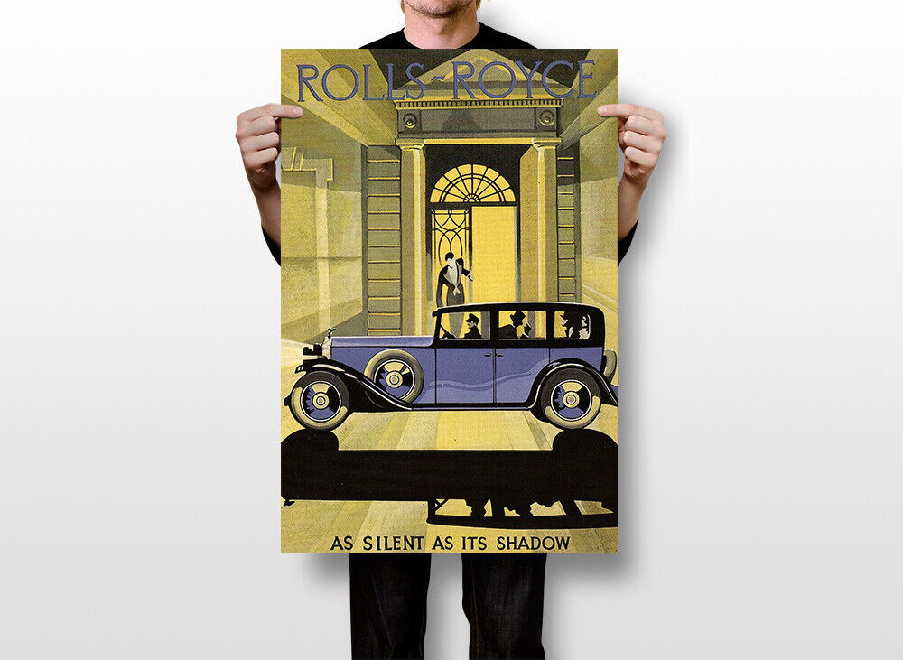 希少 非売品 ビンテージ ロールスロイス ポスター 旧車 外車 レトロ 当時物 American Classic Car Rolls Royce Original Vintage Wall Art