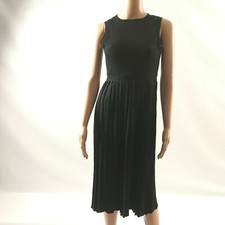 Asos Womens Tank Dress Fit & Flare Sleeveless Pleated Black Size 2 Petite Midi