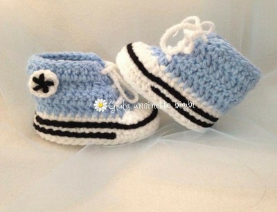 Scarpine scarpette stivaletti per neonato realizzate con uncinetto in lana  star | eBay