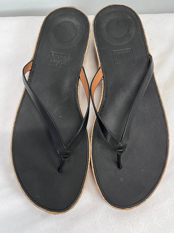 Sandalias chanclas para mujer talla 11 en muy buen estado negro cuña Foto 3 de 4