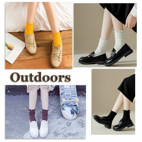 Ruffle Socks Women Cotton Socks Cute White Socks for Women Girls Lettuce Edge... - Picture 6 of 7