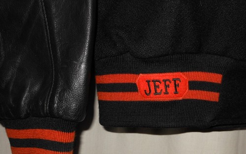 Vintage Baseball Jacket Holloway Varsity Leather Sleeve Chenille Patches Large - Picture 6 of 9