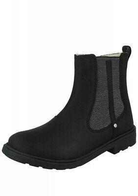 EU 27.5 rrp £48 Clarks Astrol Orin K Girls Leather Ankle Boots Black Sz UK 9.5