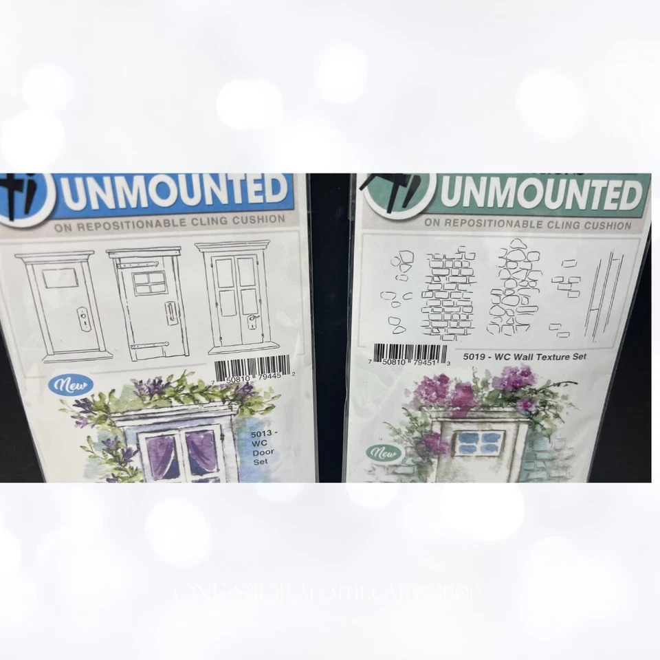 Lote de estampillas de goma acuarela puerta textura pared adoquines impresiones artísticas Foto 2 de 4