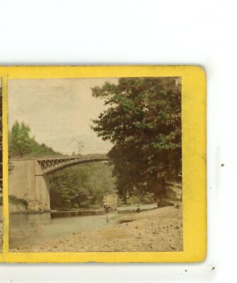 Arch Bridge over River Unknown Unidentified Location Stereoview