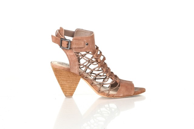 VINCE CAMUTO Caged Heels 6 Brown Peep Toe Cone Heel Ankle Strap Leather Sandals | eBay