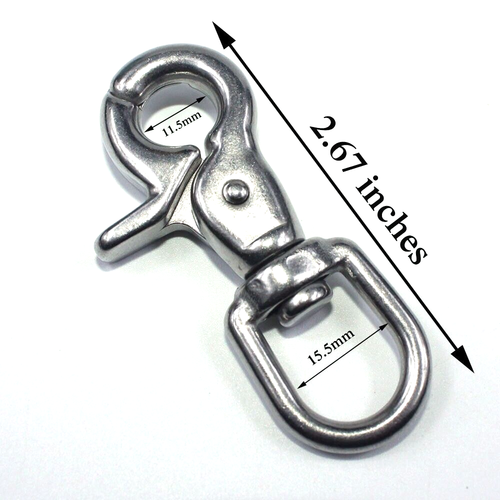 Stainless Steel Lobster Clasps Swivel Eye Snap Hook Trigger Hook Clips Keychains - Picture 2 of 7