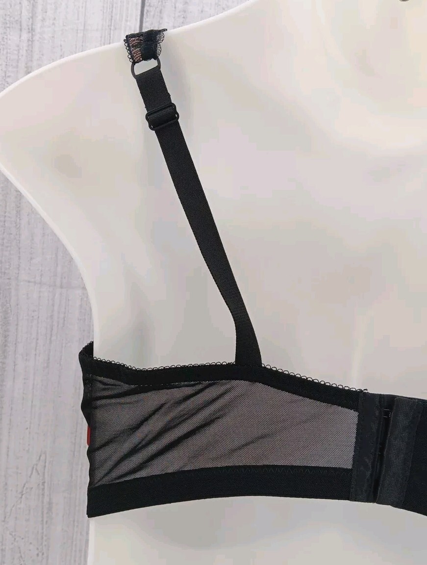 Rosme Womens Lace Balconette Bra with Padded Straps Black 44G AA7