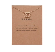 Karma Multi Ring Gold Necklace Friendship Family Zen Yoga Woman Lady Gift UK