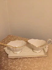 Lenox Symphony Sugar and Creamer Tray and Spoon Set