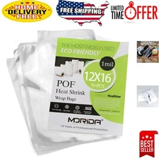 50 Pcs 12X16" POF Heat Shrink Wrap Bags - Crystal Clear, Non-Toxic and Odorless