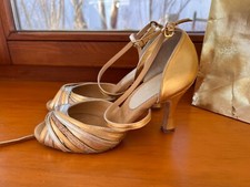 Tanzschuhe Pumps High Heels Braut Schuhe gold Leder 39 Blogger Sandale miu noa