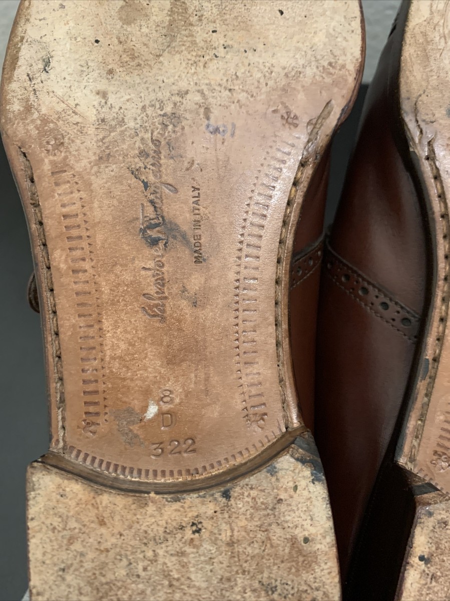 Salvatore Ferragamo 322 Monk Strap Cap Toe Mens Shoes Brown 8 D | eBay