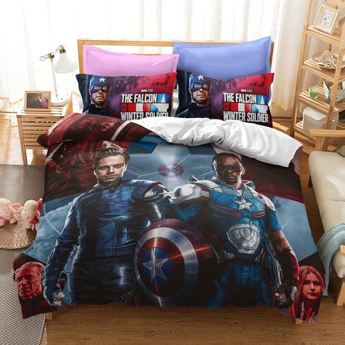 Marvel The Avengers Captain America Iron Man Bedding Set Duvet Cover Pillowcases - Picture 20 of 31