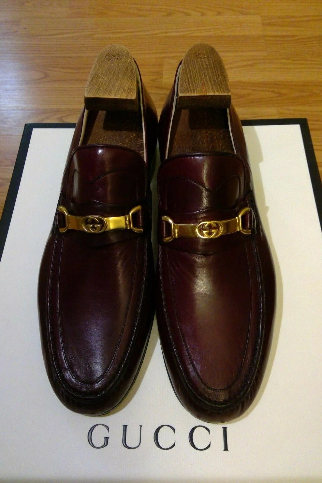 CHAUSSURES MOCASSINS HOMMES EN CUIR GUCCI GG OR GG HORSBIT HORGUN TAILLE 10 ÉTATS UNIS 