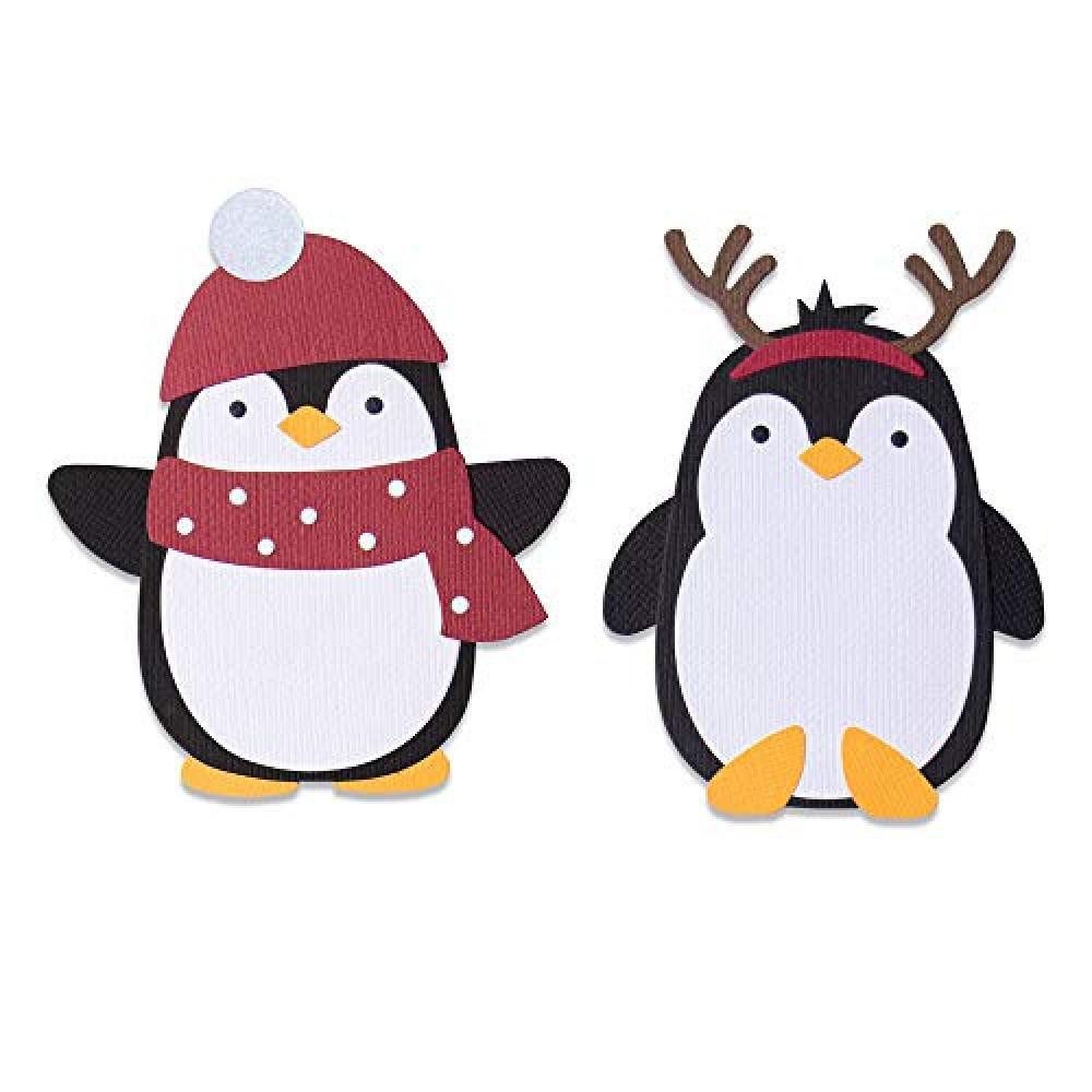 (TG. Taglia unica) Sizzix 664499-Fustella Bigz, Motivo: Amici Pinguini di Olivia