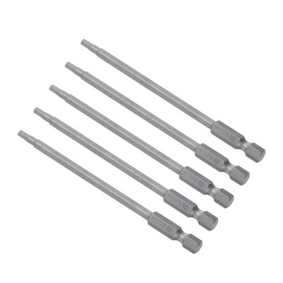 5pcs Hex Screwdriver Bits 1/8'' Hex 100mm Length 1/4'' Hex Shank Steel Magnetic