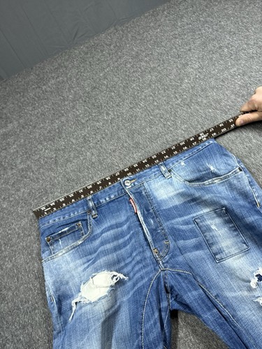 DSquared2 Biker Jeans Mens 56 Blue Patch Work Grunge Denim Distressed 38x30 - Picture 4 of 18