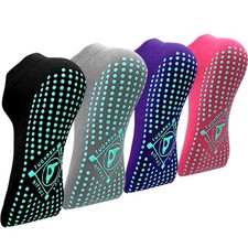 ELUTONG Pilates Non Slip Grip Socks for Women 4 Pairs Yoga Barre Ballet Worko...