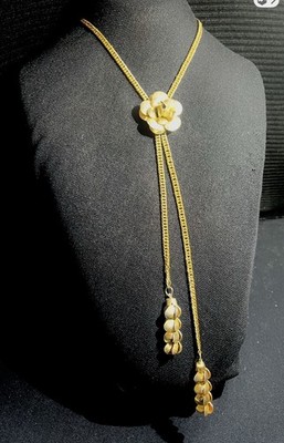 Bolo Style Slide Gold Tone Necklace