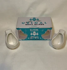 Fairly Odd Novelties Ceramic Urinal Shot Glasses Set of 2, 1.5oz Hilarious Gift
