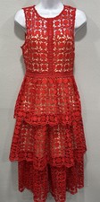 Lulus Evening Dress Womens Small Orange Crochet Lace Sleeveless Zip Lined Chic