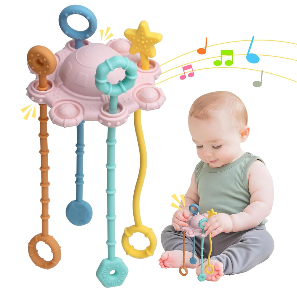 Montesorri-Toys - Pull String Toys for Baby - Made of 100% Food Grade ...