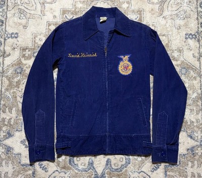 Vintage 50s 60s FFA Jacket Chain Stitch Corduroy Talon Zipper