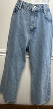 Zara 90's Full Length Blue Straight Wide Leg High Waist Denim Jeans 8 30x27