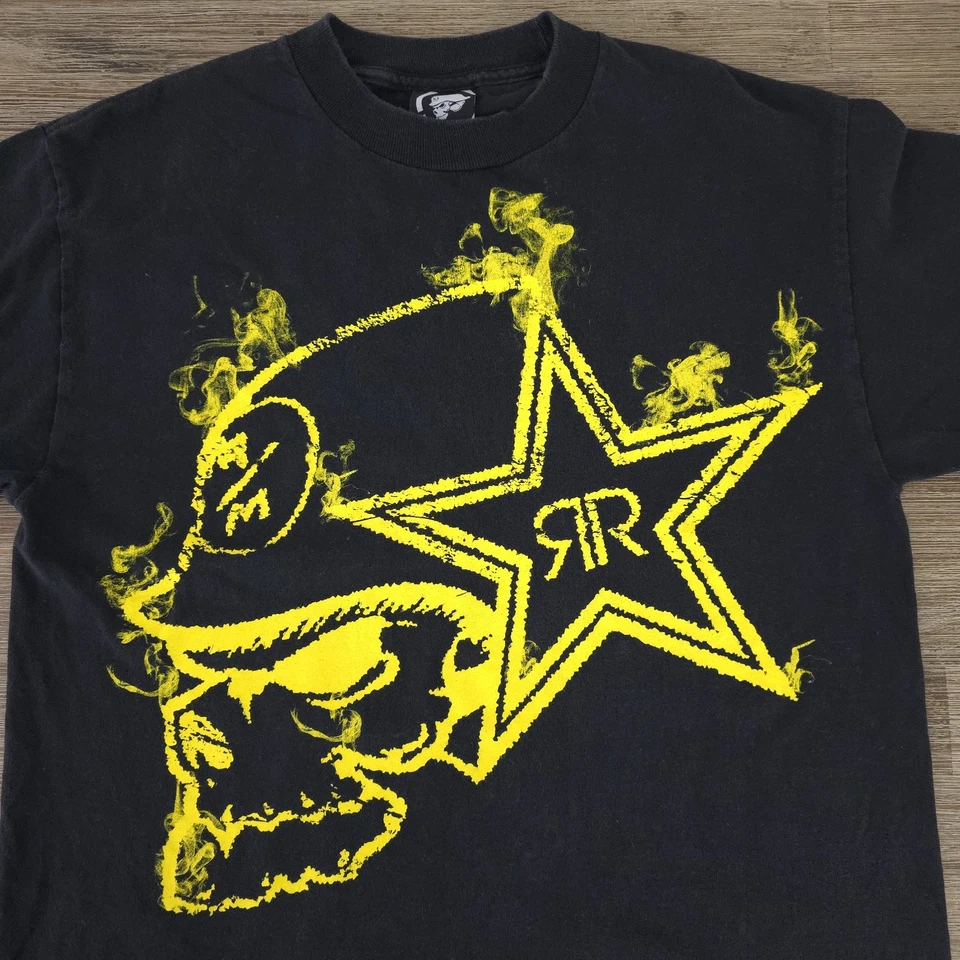 Camiseta negra mediana vintage Y2K Metal Mulisha x Rockstar Energy Drink para hombre Foto 3 de 4