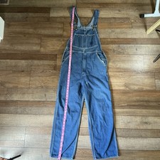90s VINTAGE Size 32x29 - Real Workwear Denim Overalls Blue Bib Hong Kong 34629
