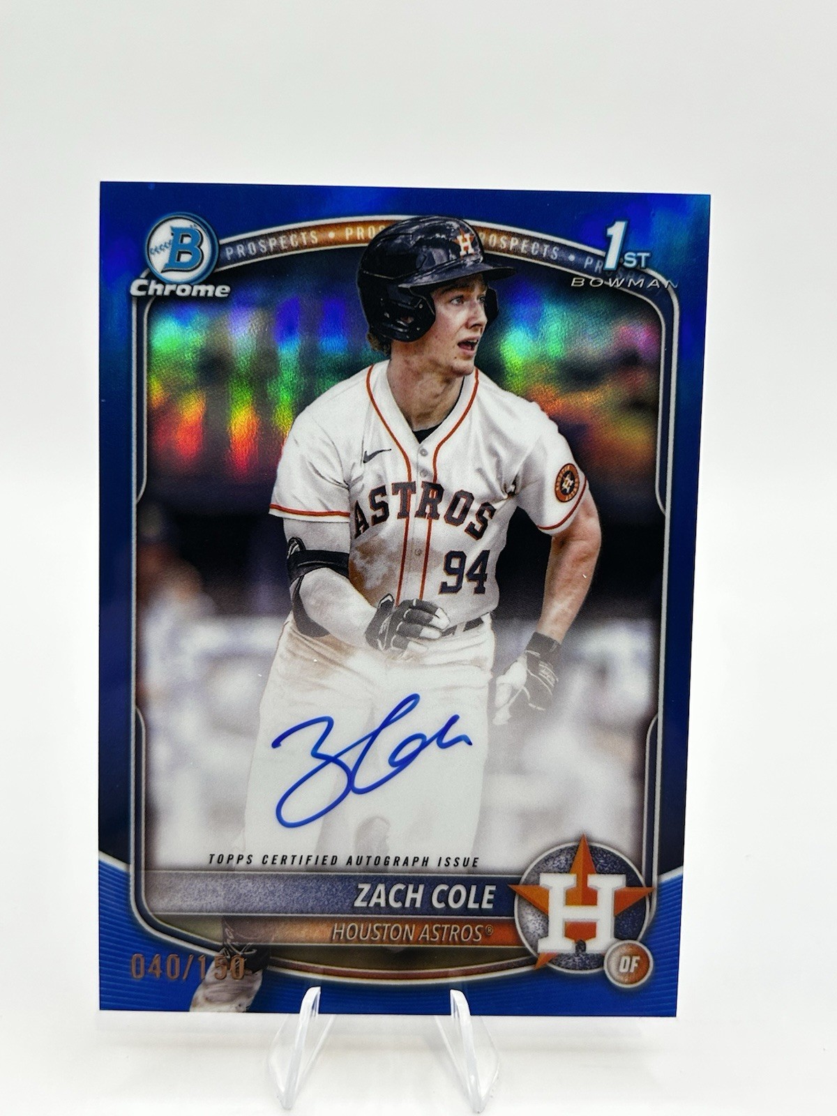 2025 Bowman Chrome Zach Cole Auto 1st True Blue Refractor /150 Houston Astros
