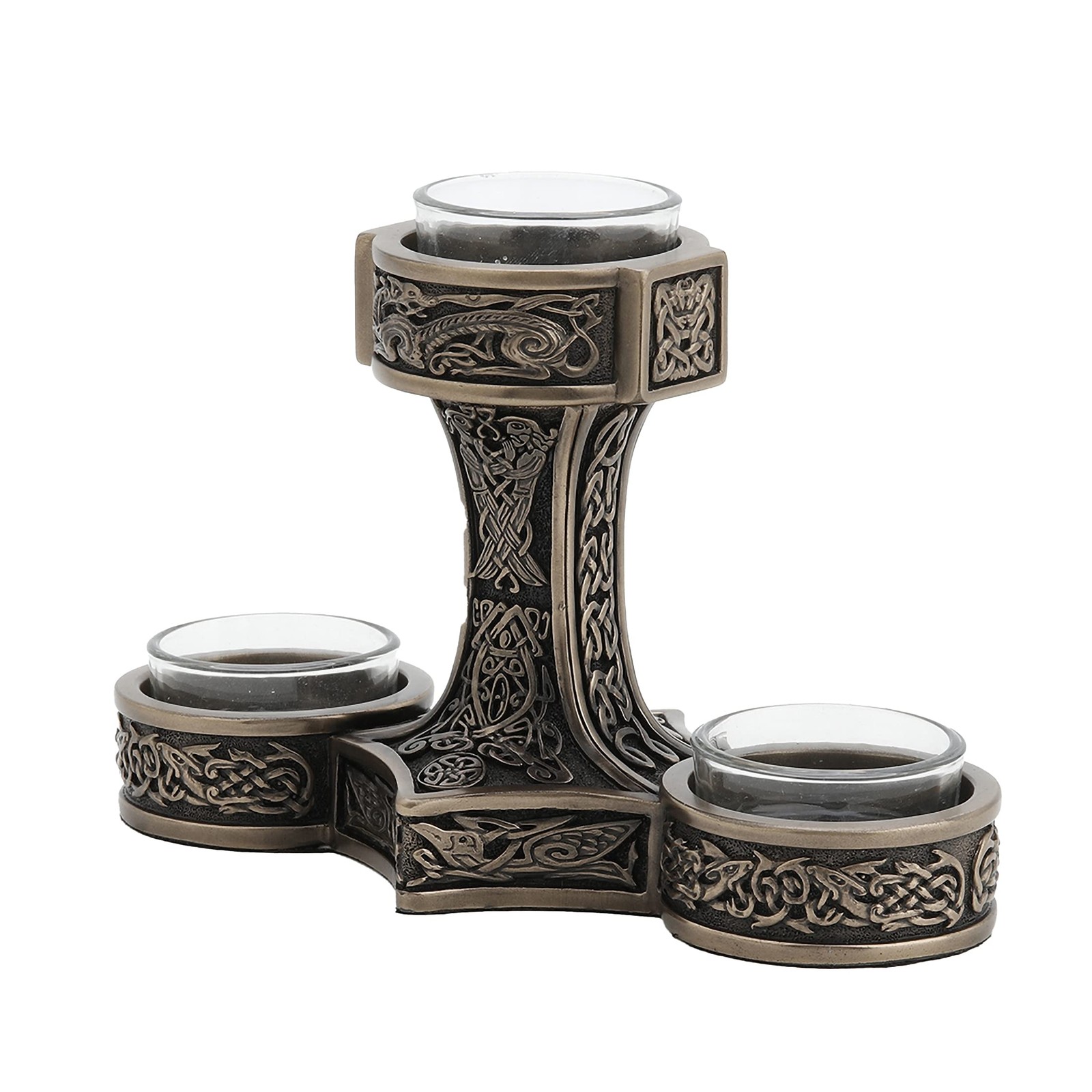 Veronese Design 4 7/8 Zoll groß Mjolnir Hammer von Thor Dreikopf Teelicht