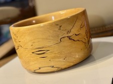 Hand-Turned Spalted Maple Wood Bowl   7.5    4.5    Signed  John Adams  Artisan