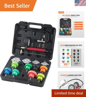 #ad Durable Manual Coolant Pressure Tester Kit 14 Pieces with Color Coded Adapters $66.14